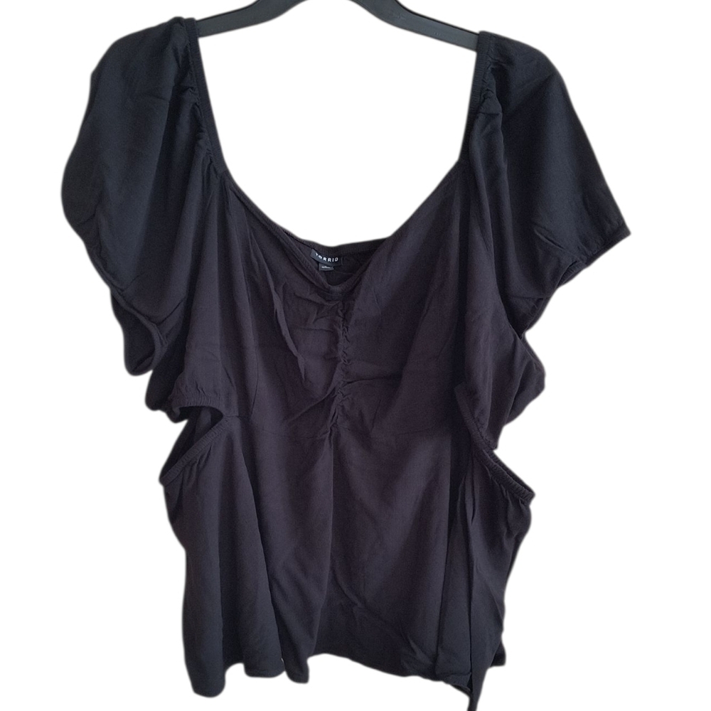 Torrid Deep Black Babydoll Blouse With Side Cutouts Size 4X